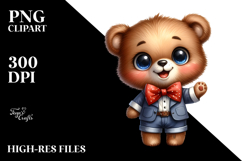 Bear Big Eyes Bow Dressed | Sublimation | Clipart Product Image 2