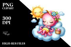 Baby Octopus Cute Summer Dressed Clipart Product Image 2