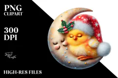 Baby Chicken Whimsical Cute Christmas Clipart Product Image 2