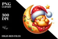 Baby Chicken Whimsical Cute Christmas Clipart Product Image 3