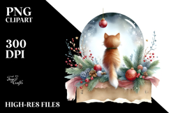 Watercolor Cat with Christmas Decorations, Transparent PNG Product Image 2