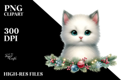 Watercolor Cat with Christmas Decorations, Transparent PNG Product Image 2
