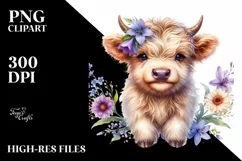 Smiling Baby Highland Cow PNG Product Image 3