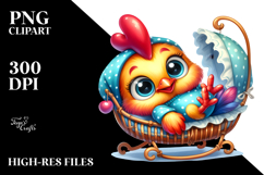 Cute Baby Rooster with Cradle PNG Product Image 2