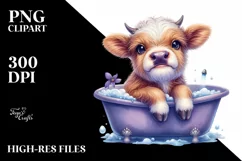Cute Highland Cow with Violet in Bath Tub | Sublimation | Product Image 3