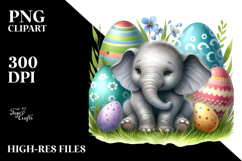 Whimsical Watercolor Cute Baby Elephant PNG Product Image 2