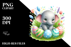 Cute Baby Elephant in Grass, PNG Product Image 2