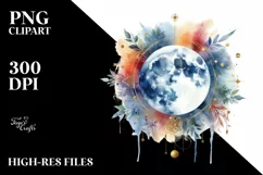 Vibrant Abstract Moon Foliage | Sublimation | Clipart Product Image 3
