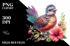 Vibrant Watercolor Baby Chachalaca Clipart Product Image 3