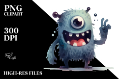 Funny Monster, Washed Watercolor PNG Product Image 2