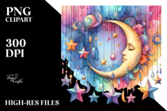 Vibrant Half Moon with Sunflowers, PNG Product Image 2