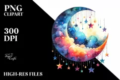 Vibrant Half Moon with Sunflowers, PNG Product Image 1