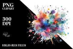 Colorful Brushstroke Splatter Watercolor PNG Product Image 2