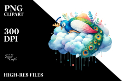 Colorful Whimsical Peacock Sleeping Cloud | Sublimation | Product Image 2