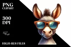 Funny Donkey Portrait Sunglasses Clipart Product Image 3