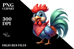 Watercolor Rooster Standing Bandana Sublimation Clipart Product Image 2