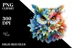 Abstract Vibrant Owl Flowers PNG Product Image 3