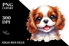 Watercolor Baby Cavalier King Charles Spaniel, Happy PNG Product Image 2