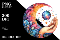 Vibrant Half Moon with Flowers, PNG Product Image 2