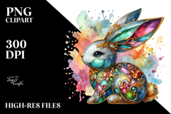 Watercolor Colorful Bunny Made of PNG Product Image 2
