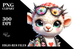 Cute Baby Lamb with Punk Look PNG Product Image 2