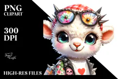 Energetic Baby Lamb with Punk Look PNG Product Image 2