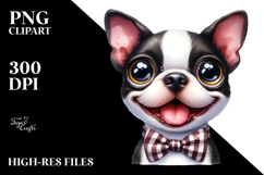 Cute Boston Terrier with Big Eyes PNG Product Image 2