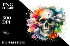 Colorful Skull Painting, PNG Product Image 2