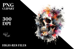 Colorful Grungy Skull with Cloud of Dust PNG Product Image 2
