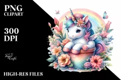 Pastel Unicorn Flower Pot PNG Product Image 3