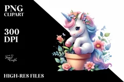 Pastel Unicorn Flower Pot PNG Product Image 1