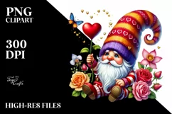 Valentines Gnome with Large Hat Showing Heart Sign PNG Product Image 2