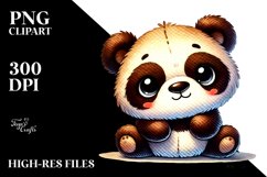 Old Plush Panda in Watercolor, PNG Product Image 2