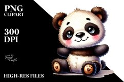 Baby Plush Panda, Watercolor PNG Product Image 2