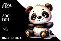 Baby Plush Panda, Watercolor PNG Product Image 2