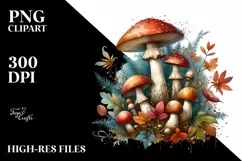 Magical Watercolor Mushroom PNG Product Image 3
