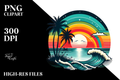 Retro Tropical Rainbow Sunset, PNG Product Image 2
