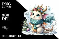 Colorful Dragon with Christmas Decor, PNG Product Image 2