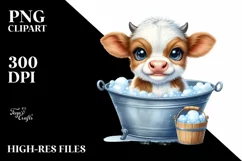 Cute Highland Cow in Bath Tub | Sublimation | Clipart Product Image 1