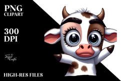 Cartoony Watercolor Cow with Party Hat, High Quality PNG Product Image 2