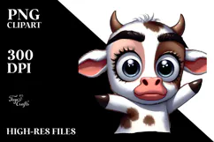 Cartoony Watercolor Cow with Party Hat, High Quality PNG Product Image 2