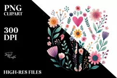 Simple Cute Boho Flower with Heart, PNG Product Image 2