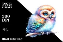 Vibrant Baby Owl Sublimation Clipart Product Image 2