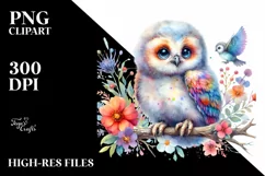 Vibrant Baby Owl Sublimation Clipart Product Image 1