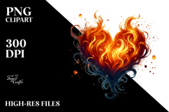 Fire Heart Digital PNG Product Image 2