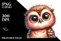 Funny Baby Owl Portrait Big Eyes | Sublimation | Clipart Product Image 3