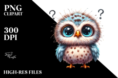 Funny Baby Owl Portrait Big Eyes | Sublimation | Clipart Product Image 2