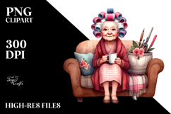 Watercolor Character Sitting on Couch with Mug | Clipart Product Image 2