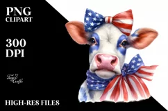 Cow Portrait Bow USA Flag Colors Product Image 3