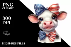 Cow Portrait Bow USA Flag Colors Product Image 3